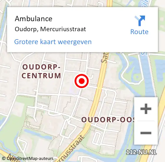 Locatie op kaart van de 112 melding: Ambulance Oudorp, Mercuriusstraat op 20 mei 2021 08:56