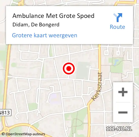 Locatie op kaart van de 112 melding: Ambulance Met Grote Spoed Naar Didam, De Bongerd op 20 mei 2021 09:03
