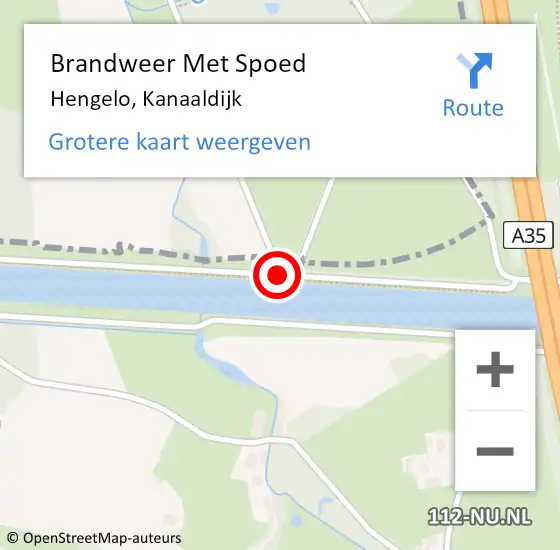 Locatie op kaart van de 112 melding: Brandweer Met Spoed Naar Hengelo, Kanaaldijk op 20 mei 2021 09:43