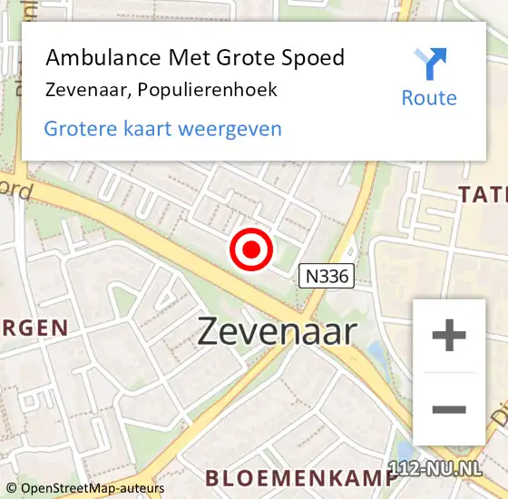 Locatie op kaart van de 112 melding: Ambulance Met Grote Spoed Naar Zevenaar, Populierenhoek op 20 mei 2021 10:05