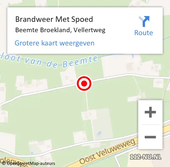 Locatie op kaart van de 112 melding: Brandweer Met Spoed Naar Beemte Broekland, Vellertweg op 20 mei 2021 10:42