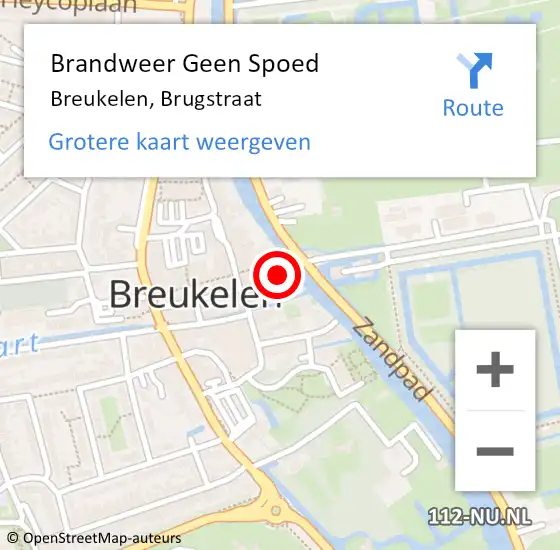 Locatie op kaart van de 112 melding: Brandweer Geen Spoed Naar Breukelen, Brugstraat op 20 mei 2021 11:11