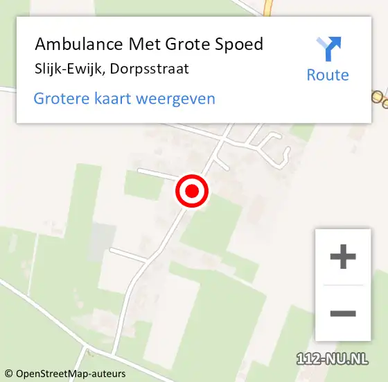 Locatie op kaart van de 112 melding: Ambulance Met Grote Spoed Naar Slijk-Ewijk, Dorpsstraat op 20 mei 2021 11:23