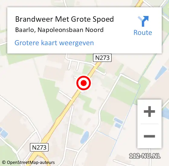 Locatie op kaart van de 112 melding: Brandweer Met Grote Spoed Naar Baarlo, Napoleonsbaan Noord op 20 mei 2021 13:38