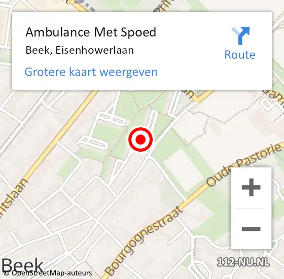 Locatie op kaart van de 112 melding: Ambulance Met Spoed Naar Beek, Eisenhowerlaan op 20 mei 2021 13:39