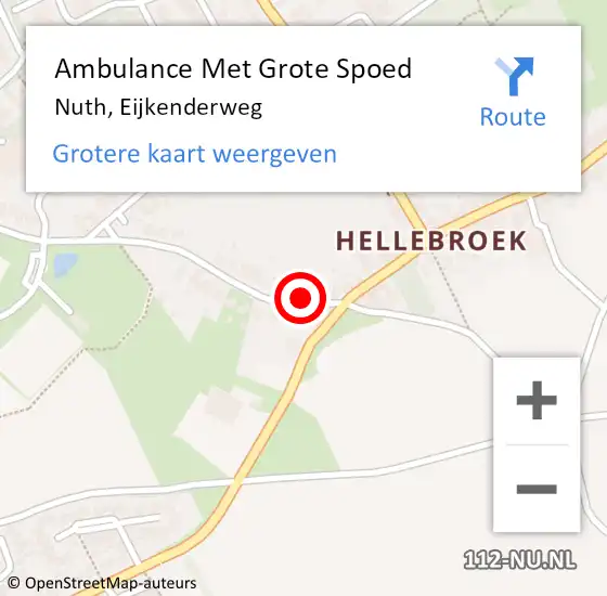 Locatie op kaart van de 112 melding: Ambulance Met Grote Spoed Naar Nuth, Eijkenderweg op 10 juni 2014 22:26