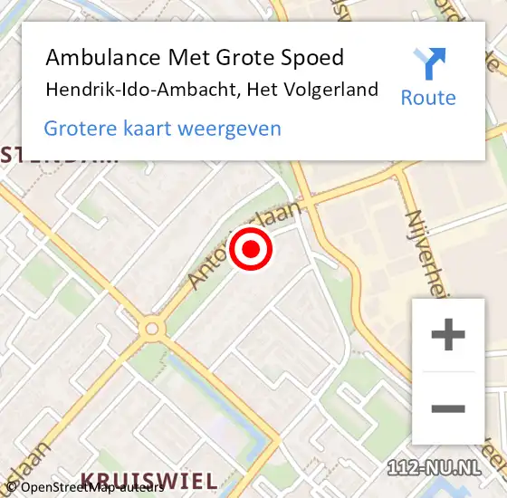 Locatie op kaart van de 112 melding: Ambulance Met Grote Spoed Naar Hendrik-Ido-Ambacht, Het Volgerland op 20 mei 2021 14:06