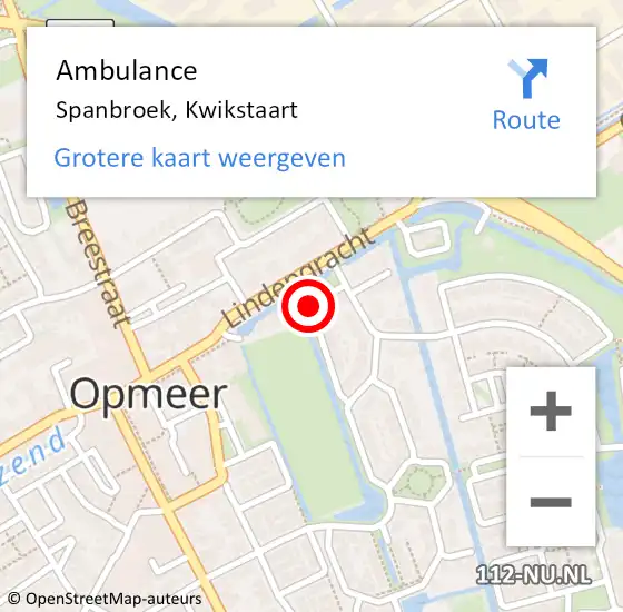 Locatie op kaart van de 112 melding: Ambulance Spanbroek, Kwikstaart op 20 mei 2021 14:11