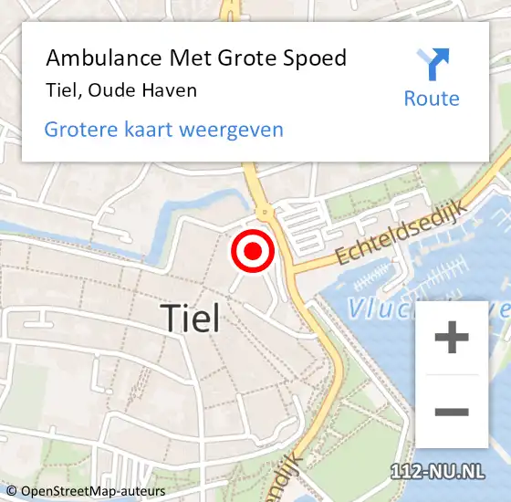 Locatie op kaart van de 112 melding: Ambulance Met Grote Spoed Naar Tiel, Oude Haven op 20 mei 2021 14:17