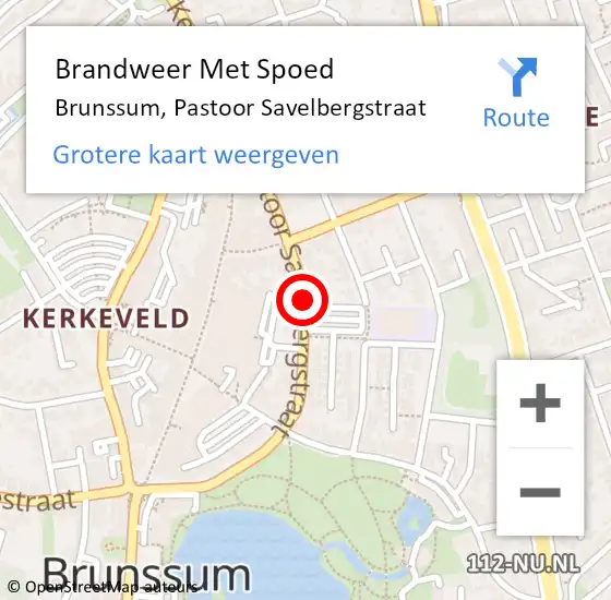 Locatie op kaart van de 112 melding: Brandweer Met Spoed Naar Brunssum, Pastoor Savelbergstraat op 20 mei 2021 14:54