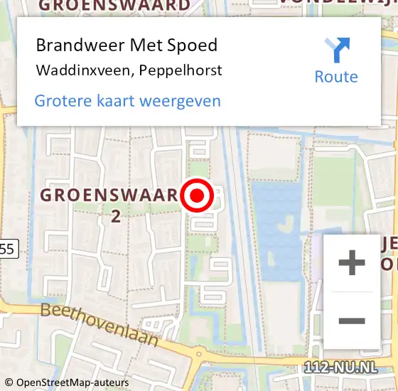 Locatie op kaart van de 112 melding: Brandweer Met Spoed Naar Waddinxveen, Peppelhorst op 10 juni 2014 22:39