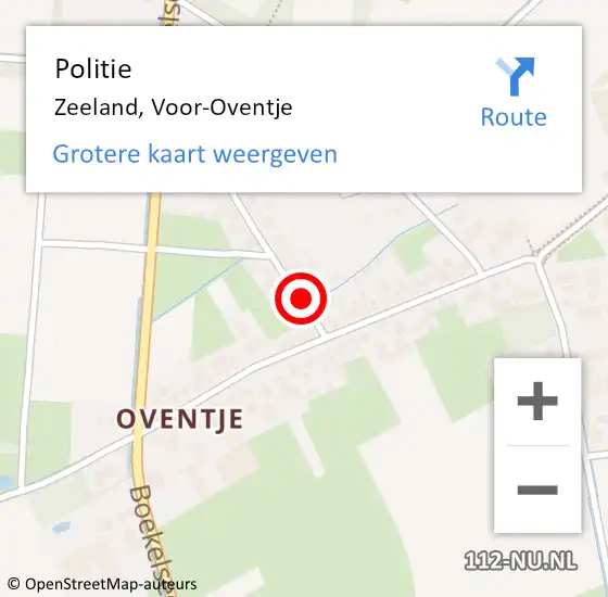 Locatie op kaart van de 112 melding: Politie Zeeland, Voor-Oventje op 20 mei 2021 15:02
