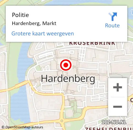 Locatie op kaart van de 112 melding: Politie Hardenberg, Markt op 20 mei 2021 16:10