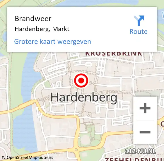 Locatie op kaart van de 112 melding: Brandweer Hardenberg, Markt op 20 mei 2021 16:11