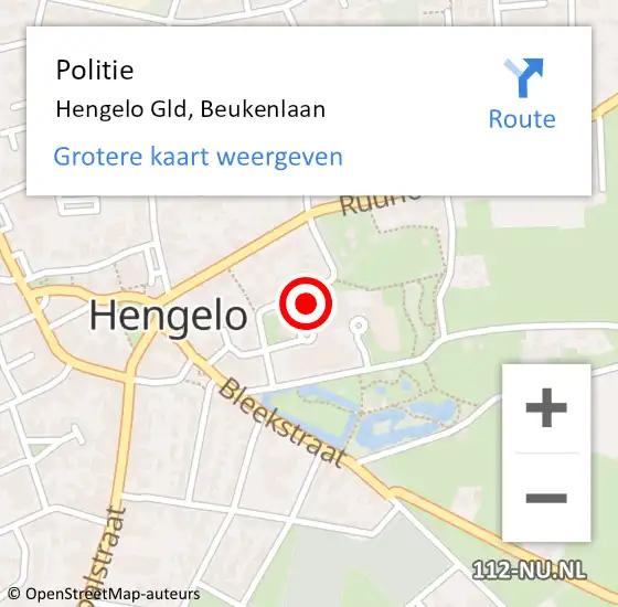 Locatie op kaart van de 112 melding: Politie Hengelo Gld, Beukenlaan op 20 mei 2021 17:09