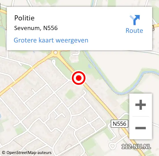 Locatie op kaart van de 112 melding: Politie Sevenum, N556 op 20 mei 2021 17:22