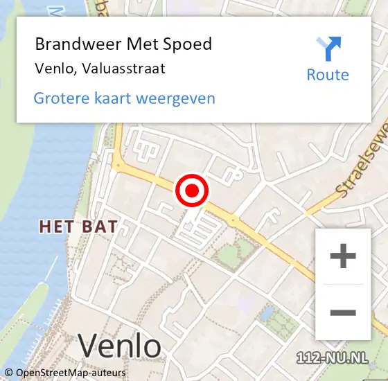 Locatie op kaart van de 112 melding: Brandweer Met Spoed Naar Venlo, Valuasstraat op 20 mei 2021 17:41