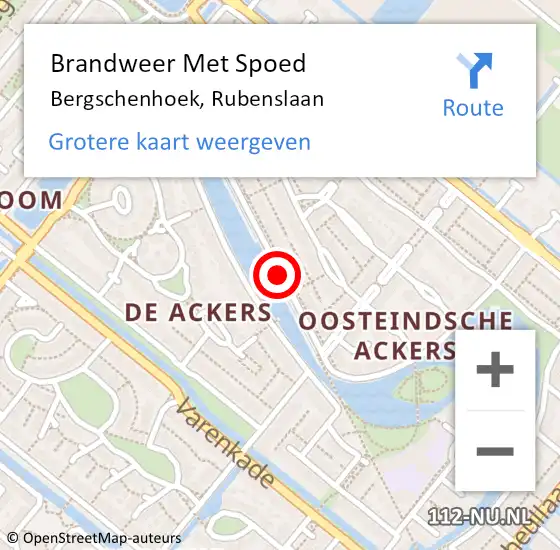 Locatie op kaart van de 112 melding: Brandweer Met Spoed Naar Bergschenhoek, Rubenslaan op 20 mei 2021 18:59