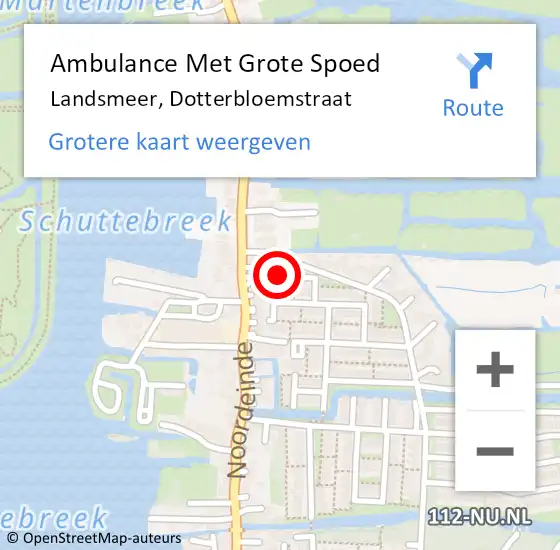 Locatie op kaart van de 112 melding: Ambulance Met Grote Spoed Naar Landsmeer, Dotterbloemstraat op 20 mei 2021 19:41