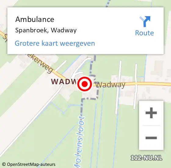 Locatie op kaart van de 112 melding: Ambulance Spanbroek, Wadway op 20 mei 2021 20:12