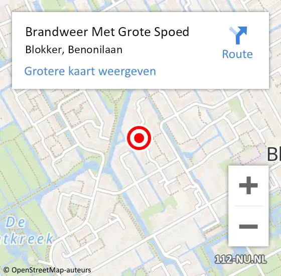 Locatie op kaart van de 112 melding: Brandweer Met Grote Spoed Naar Blokker, Benonilaan op 21 mei 2021 00:18