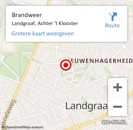 Locatie op kaart van de 112 melding: Brandweer Landgraaf, Achter 't Klooster op 11 juni 2014 00:11