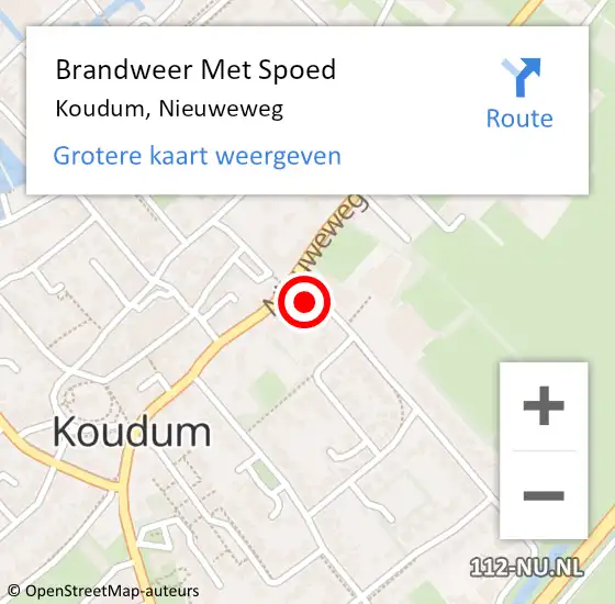Locatie op kaart van de 112 melding: Brandweer Met Spoed Naar Koudum, Nieuweweg op 11 juni 2014 00:24