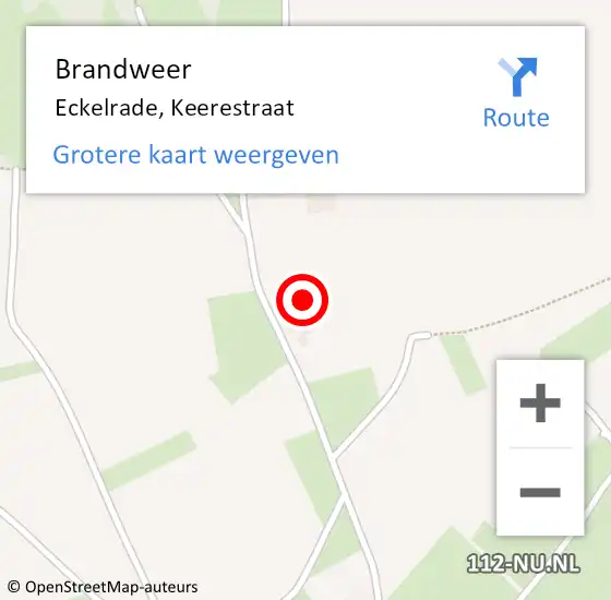 Locatie op kaart van de 112 melding: Brandweer Eckelrade, Keerestraat op 11 juni 2014 00:27
