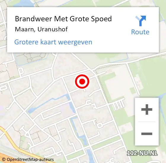 Locatie op kaart van de 112 melding: Brandweer Met Grote Spoed Naar Maarn, Uranushof op 21 mei 2021 08:38