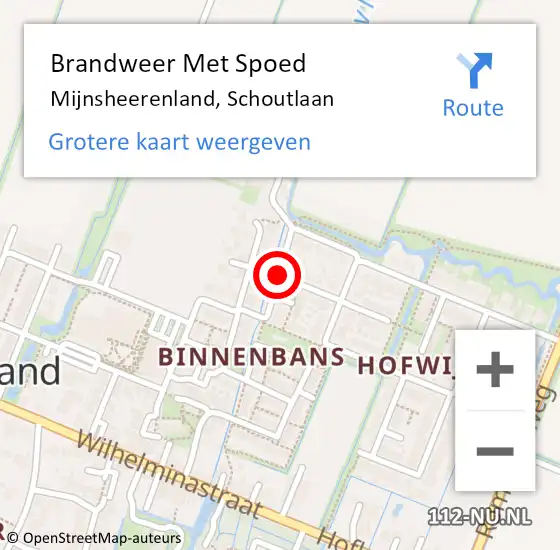 Locatie op kaart van de 112 melding: Brandweer Met Spoed Naar Mijnsheerenland, Schoutlaan op 21 mei 2021 09:49