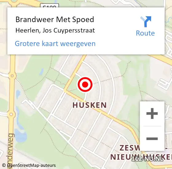 Locatie op kaart van de 112 melding: Brandweer Met Spoed Naar Heerlen, Jos Cuypersstraat op 21 mei 2021 11:06