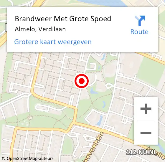 Locatie op kaart van de 112 melding: Brandweer Met Grote Spoed Naar Almelo, Verdilaan op 21 mei 2021 12:07