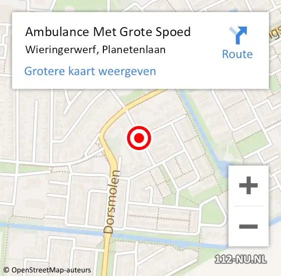 Locatie op kaart van de 112 melding: Ambulance Met Grote Spoed Naar Wieringerwerf, Planetenlaan op 21 mei 2021 12:15