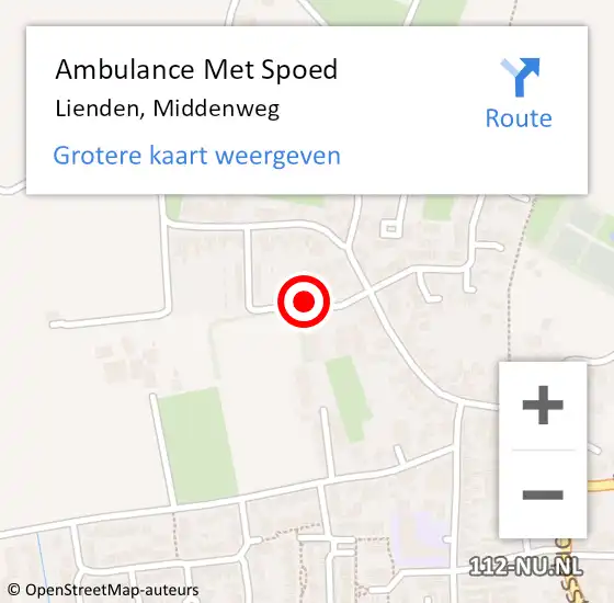 Locatie op kaart van de 112 melding: Ambulance Met Spoed Naar Lienden, Middenweg op 21 mei 2021 13:24