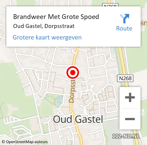 Locatie op kaart van de 112 melding: Brandweer Met Grote Spoed Naar Oud Gastel, Dorpsstraat op 21 mei 2021 13:51