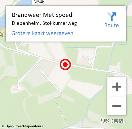 Locatie op kaart van de 112 melding: Brandweer Met Spoed Naar Diepenheim, Stokkumerweg op 21 mei 2021 14:27