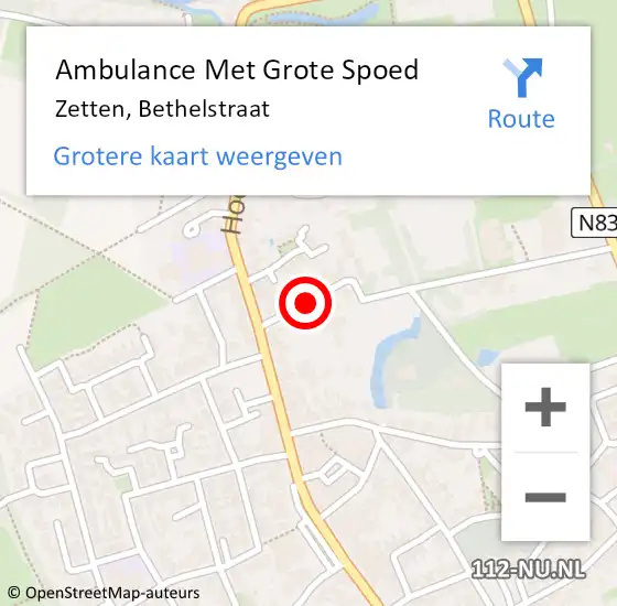 Locatie op kaart van de 112 melding: Ambulance Met Grote Spoed Naar Zetten, Bethelstraat op 21 mei 2021 14:52