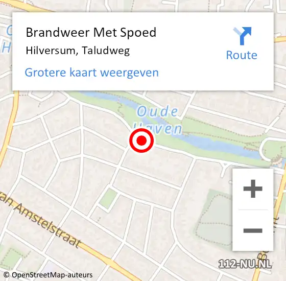 Locatie op kaart van de 112 melding: Brandweer Met Spoed Naar Hilversum, Taludweg op 21 mei 2021 14:56