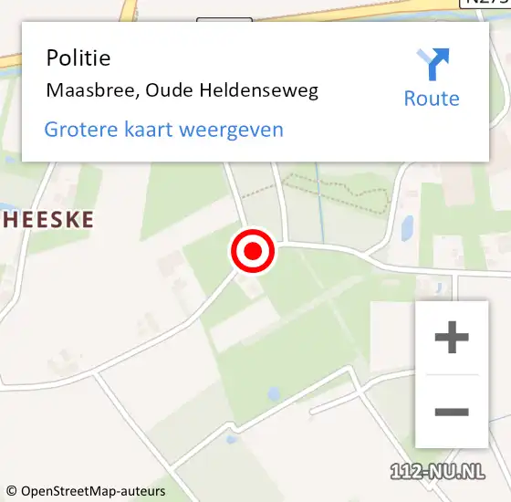 Locatie op kaart van de 112 melding: Politie Maasbree, Oude Heldenseweg op 21 mei 2021 15:08