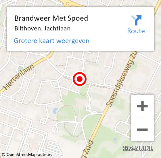 Locatie op kaart van de 112 melding: Brandweer Met Spoed Naar Bilthoven, Jachtlaan op 21 mei 2021 15:10