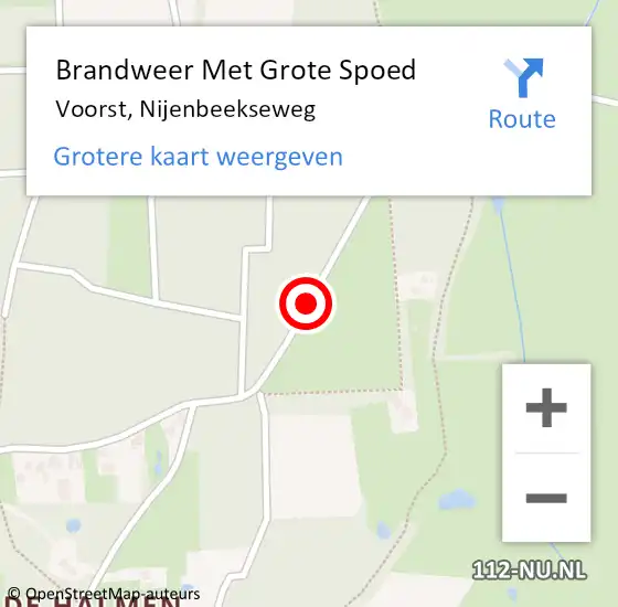 Locatie op kaart van de 112 melding: Brandweer Met Grote Spoed Naar Voorst, Nijenbeekseweg op 21 mei 2021 15:12