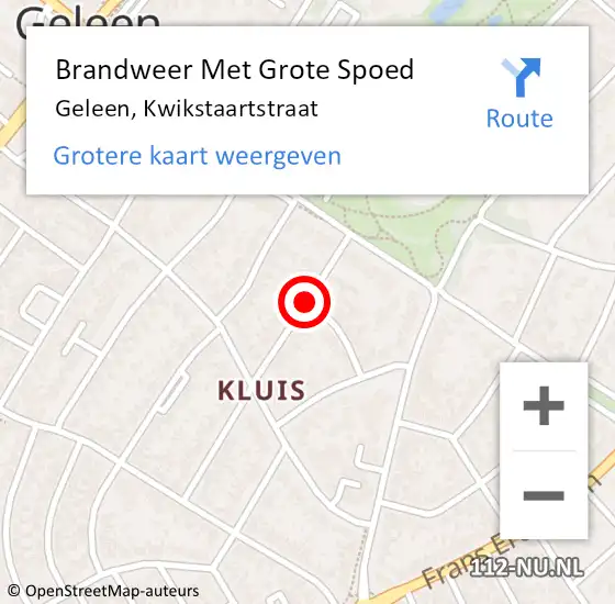 Locatie op kaart van de 112 melding: Brandweer Met Grote Spoed Naar Geleen, Kwikstaartstraat op 21 mei 2021 15:47