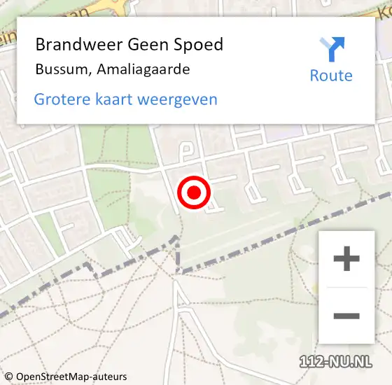 Locatie op kaart van de 112 melding: Brandweer Geen Spoed Naar Bussum, Amaliagaarde op 21 mei 2021 15:54