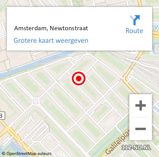 Locatie op kaart van de 112 melding:  Amsterdam, Newtonstraat op 21 mei 2021 15:55