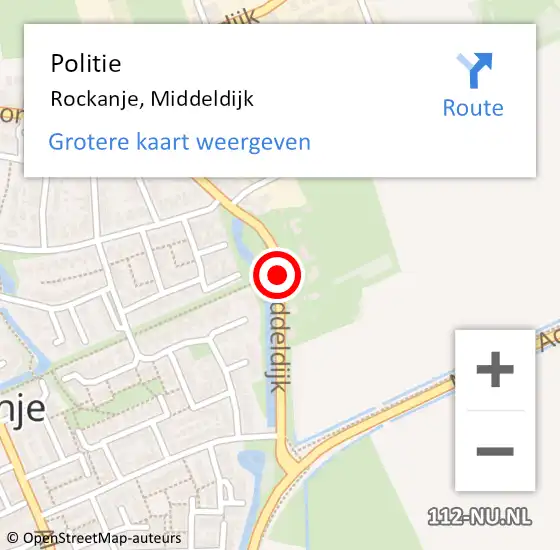 Locatie op kaart van de 112 melding: Politie Rockanje, Middeldijk op 21 mei 2021 16:05