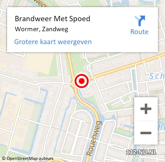 Locatie op kaart van de 112 melding: Brandweer Met Spoed Naar Wormer, Zandweg op 21 mei 2021 16:16