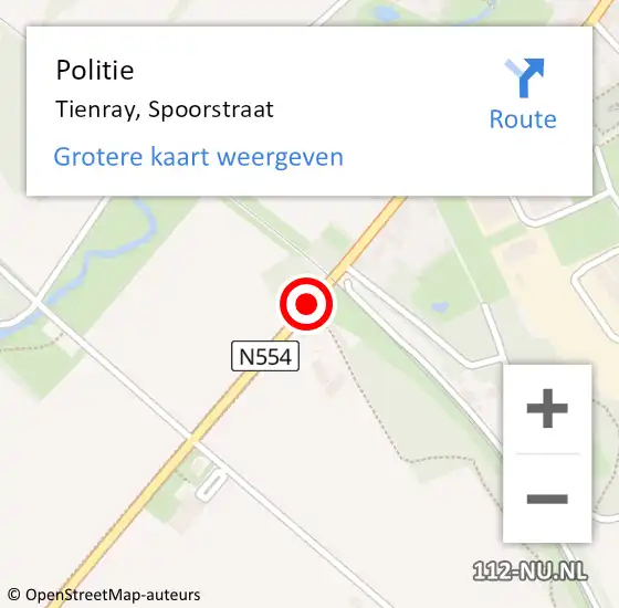 Locatie op kaart van de 112 melding: Politie Tienray, Spoorstraat op 21 mei 2021 16:32