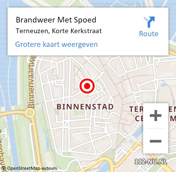 Locatie op kaart van de 112 melding: Brandweer Met Spoed Naar Terneuzen, Korte Kerkstraat op 21 mei 2021 17:32