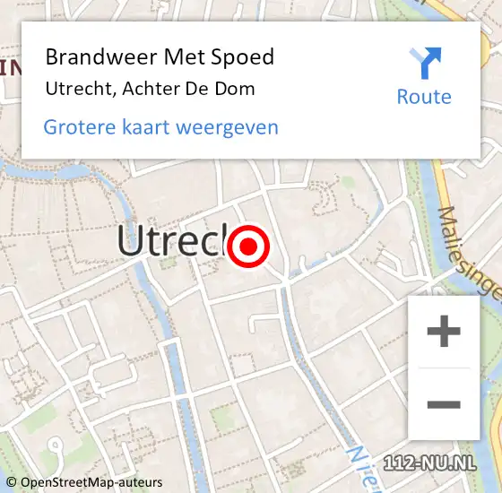 Locatie op kaart van de 112 melding: Brandweer Met Spoed Naar Utrecht, Achter De Dom op 21 mei 2021 17:42