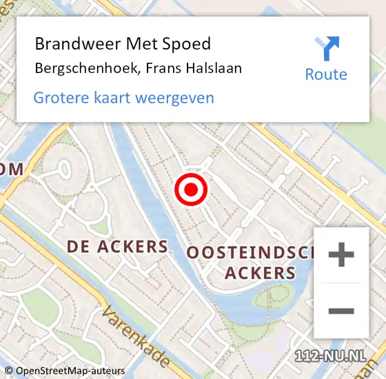 Locatie op kaart van de 112 melding: Brandweer Met Spoed Naar Bergschenhoek, Frans Halslaan op 21 mei 2021 17:43